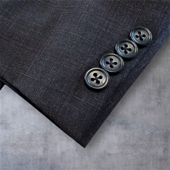 ZANETTI Mens 2 Piece Suit Blazer Jacket 48L Pant 40Wx30L WOOL Gray Windowpane - Picture 6 of 16